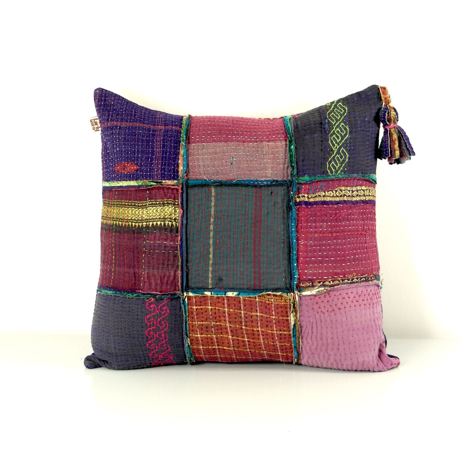 kantha cushion kantha quilt pillow kantha pillow by fairlyworn