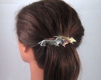 DACHSHUND FRENCH BARRETTE 80mm- Dog Lover Barrette- Dog Rescur Barrette- Dog Groomer Gift