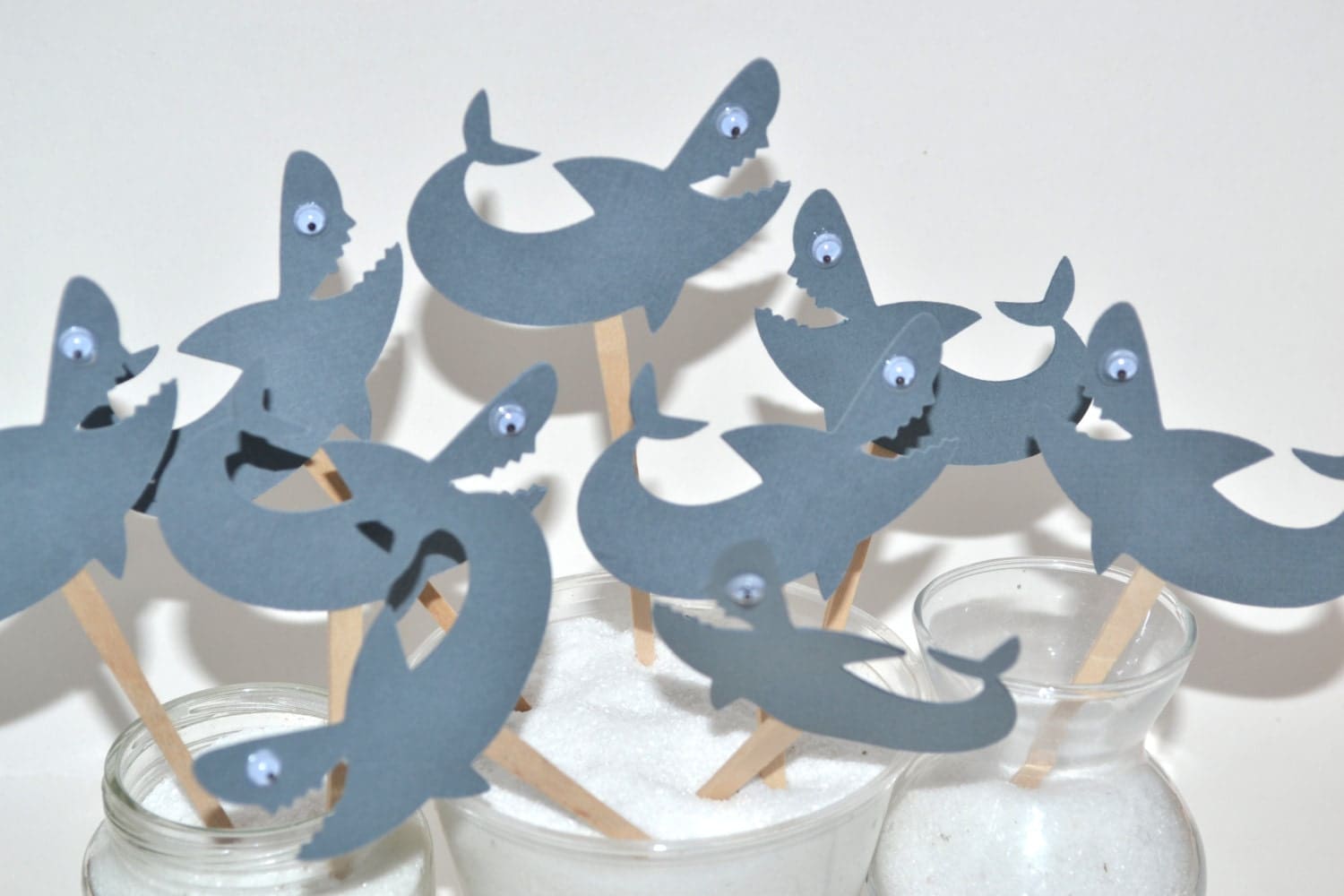 12 Shark Cupcake Toppers /Shark birthday Party / Shark Party