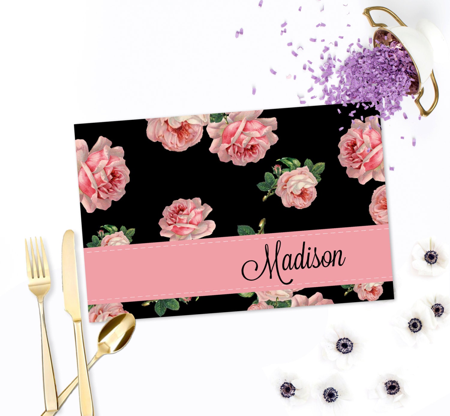 Personalized Paper Placemats Custom Placemats by BoutiqueMonogram