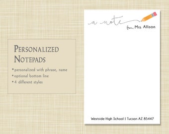 Personalized Teacher Notepad - Teacher Notepad - Teacher Note Pad Gift - stationery - stationary - A NOTE FROM