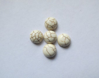 White flat back round cabachons (5pcs) #ECAB-1 - 10mm