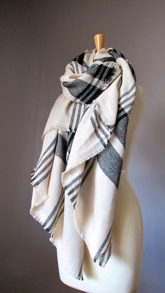 Winter scarf blanket scarf plaid scarf chunky scarf