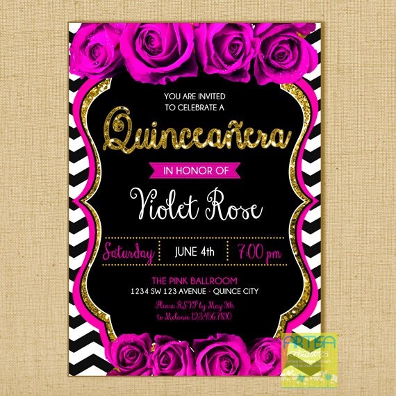 Pink And Black Invitations 10