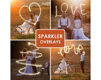 Sparkler Photoshop Overlays - Wedding Sparklers, Long Exposure, Sparklers Overlays, Photo Overlays, Lightpainting, Firework Overlays