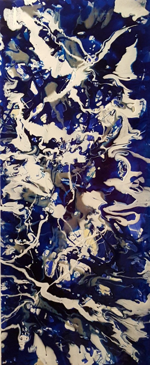 Extra Large Canvas Diptych Abstract original resin by HalfBakedArt