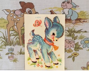 Vintage Kitsch Cute Animal Decal Water Transfers Deer Butterfly Meyercord