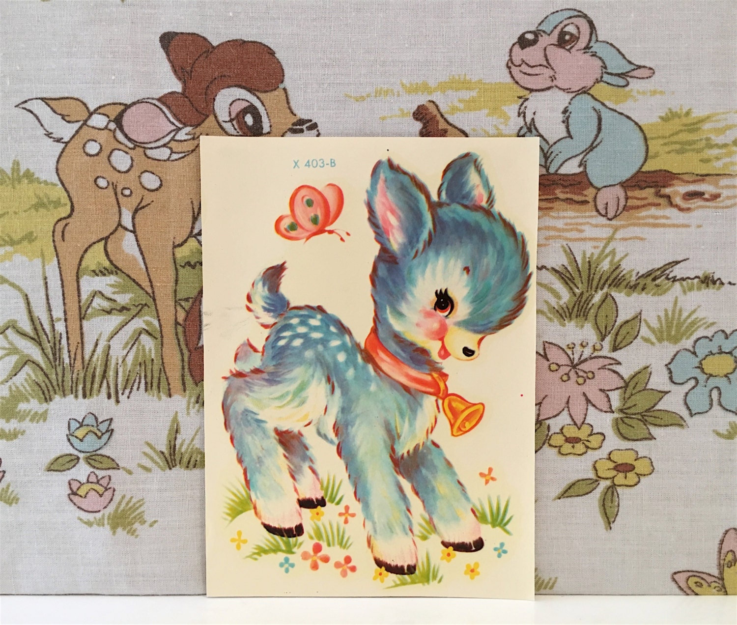 Vintage Kitsch Cute Animal Decal Water Transfers Deer