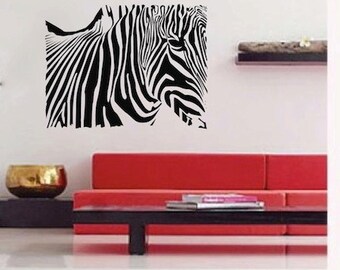Zebra Rectangle Wall Decal, Zebra Wall Decal, Animal Wall Decal, Safari Animal Wall Decor, Zebra Wall Vinyl, Removable Zebra Wall Decal, a50