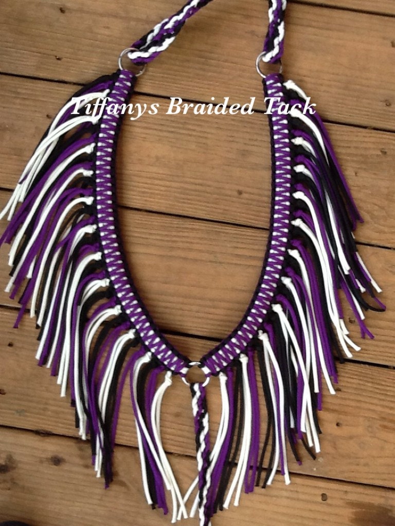 purple/black/white fringe breast collar by TiffanysBraidedTack