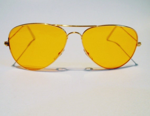 vintage yellow aviator sunglasses