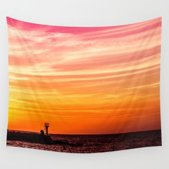 Orange Sunset Sky Tapestry Sky Tapestry Sunshine Tapestry