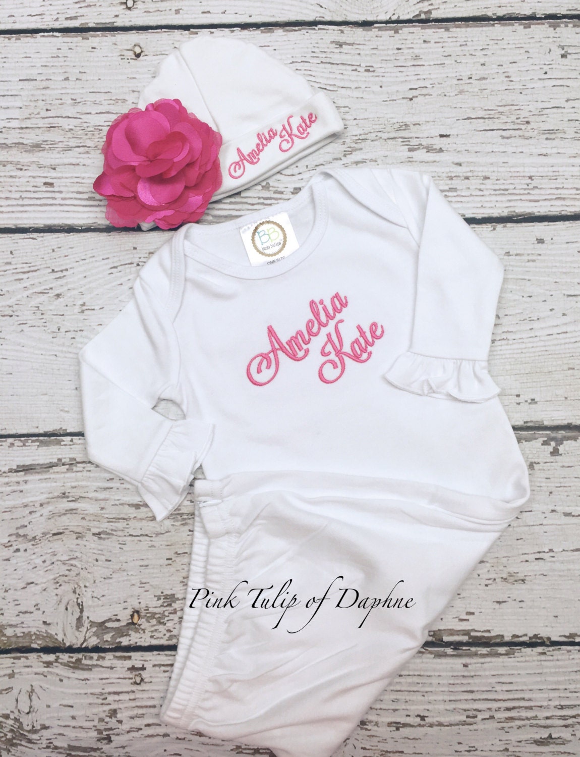 Infant girl gown newborn gown Baby girl Personalized Infant