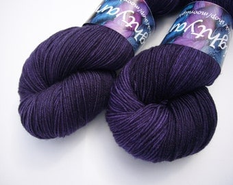Yarn sock weight Hand dyed 100% Superwash Merino- Midnight is a place