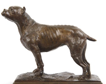 Antique French Bronze Sculpture of a Bull Terrier Dog signed Barye, 20th Century, 411SRZ29