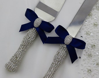 Your Color , Wedding Cake Knife and Server Set , Rhinestone Cake Serving Set , Crystal Wedding Cake Cutting Set