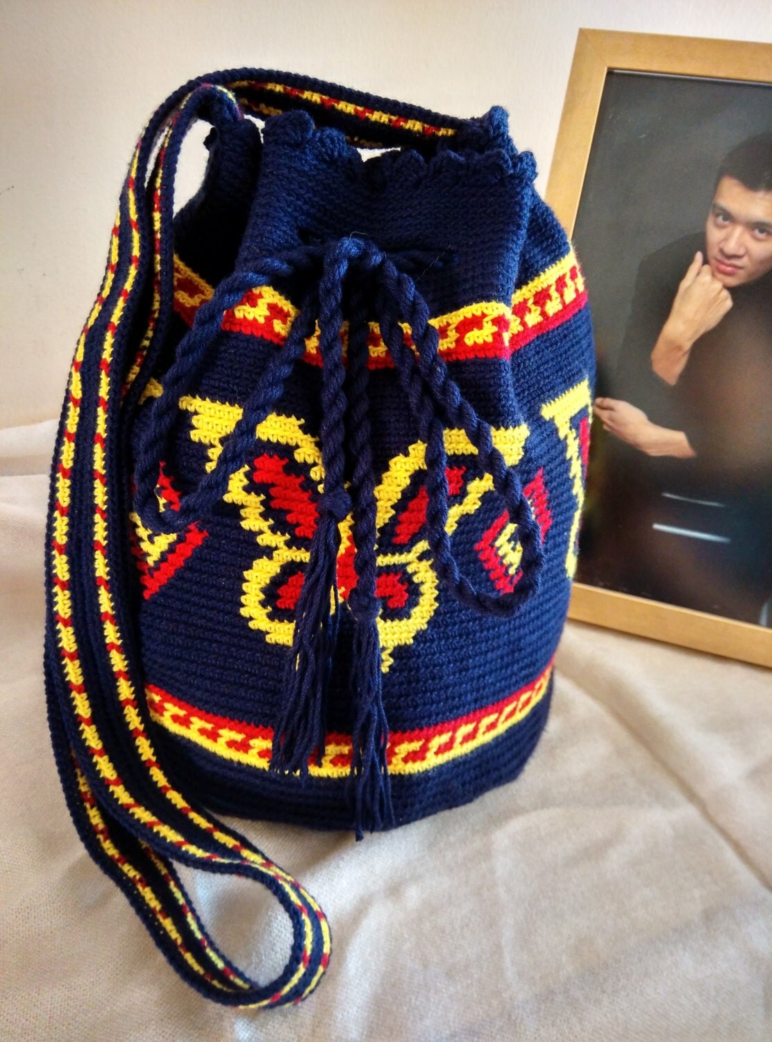 Crochet Sling Bag. Butterfly Bag Hobo bag Hippies Intarsia