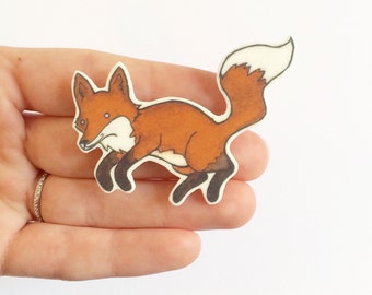 Fox Pin Fox Brooch - Cute animal brooch - Animal jewelry - Unique Boutonnière Fox Jewellery