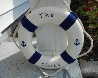 Personalized nautical 15 inch life ring / beach decor / nautical decor