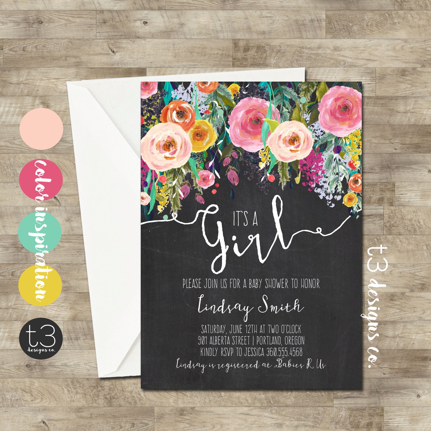 Whimsical Girl Baby Shower Invitation girl baby shower
