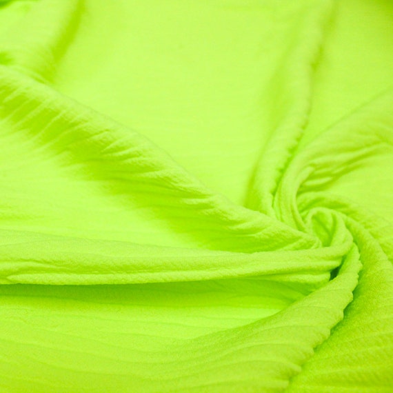 Neon Green Wave Knit Jacquard Jersey Knit Fabric by the yard