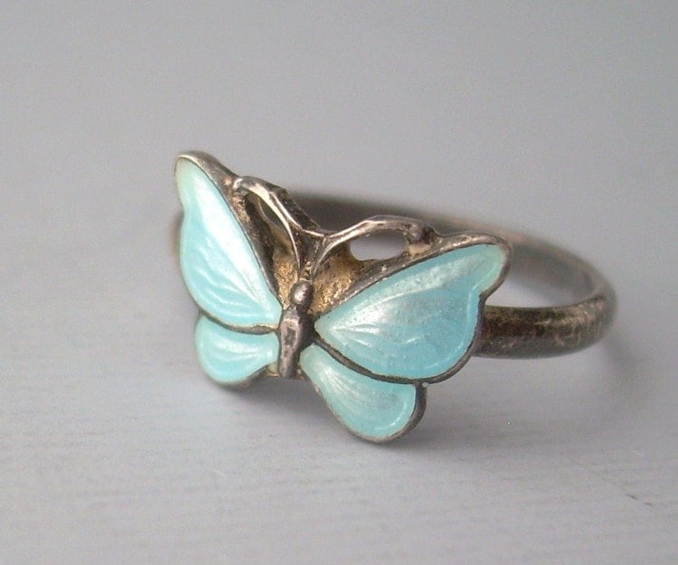 Butterfly RingVintage Guilloche Sterling by CougarCoveJewelry