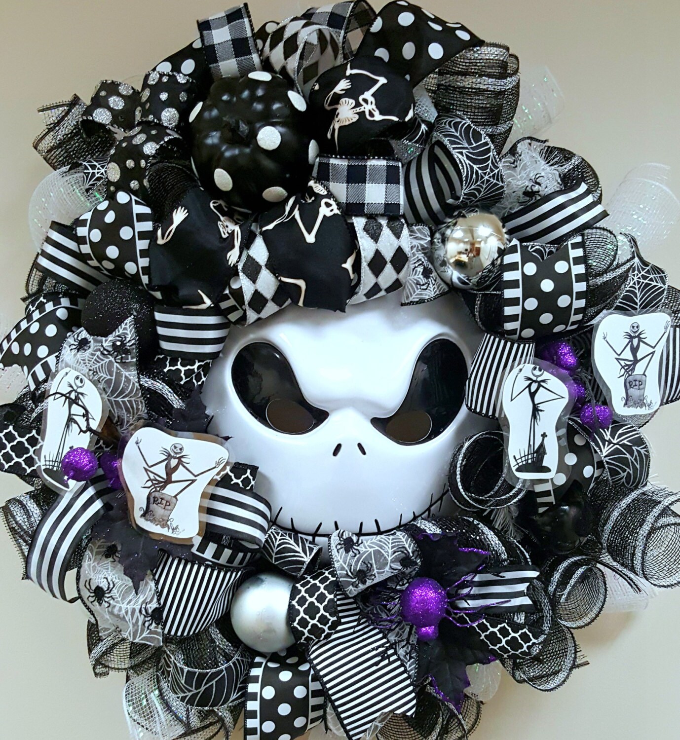 Jack Skellington Wreath Deco Mesh Wreath Halloween Wreath