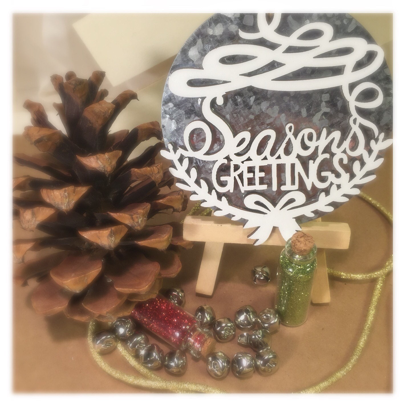 Ornament Seasons Greetings Rustic Christmas Ornament