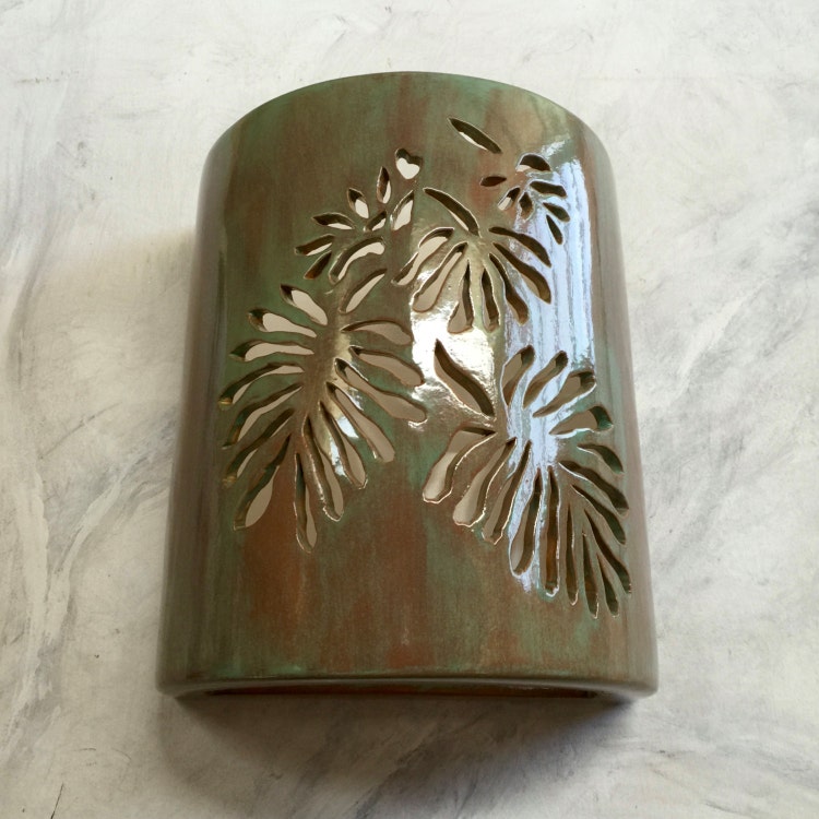 Wall sconce Tropical leaf Palm Tree Outdoor by CustomCutLighting