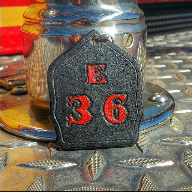 Custom Leather Fire Helmet Shield Keychain by ARLeather on Etsy