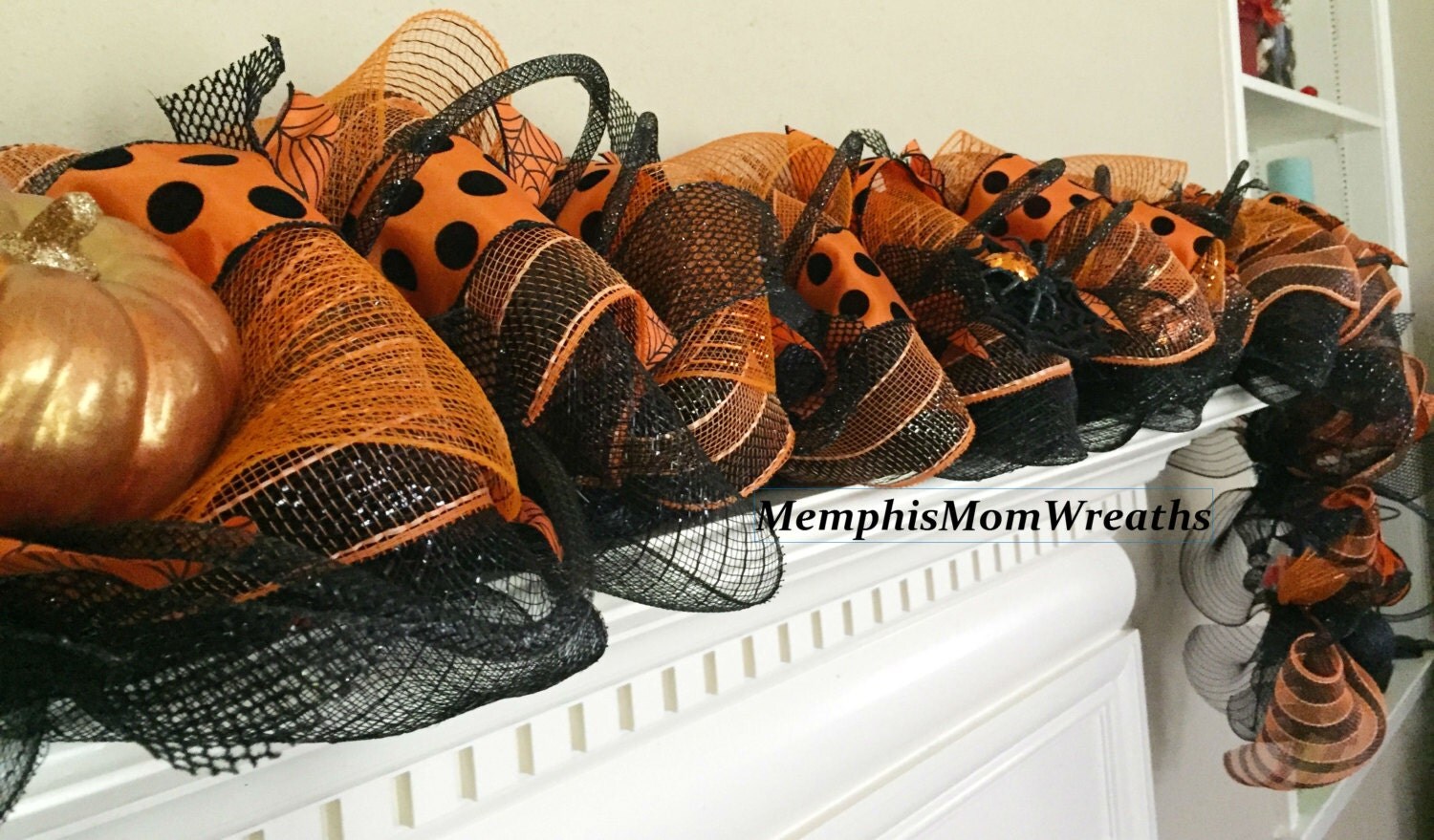 10' Halloween Deco Mesh Garland PreLit Deco Mesh