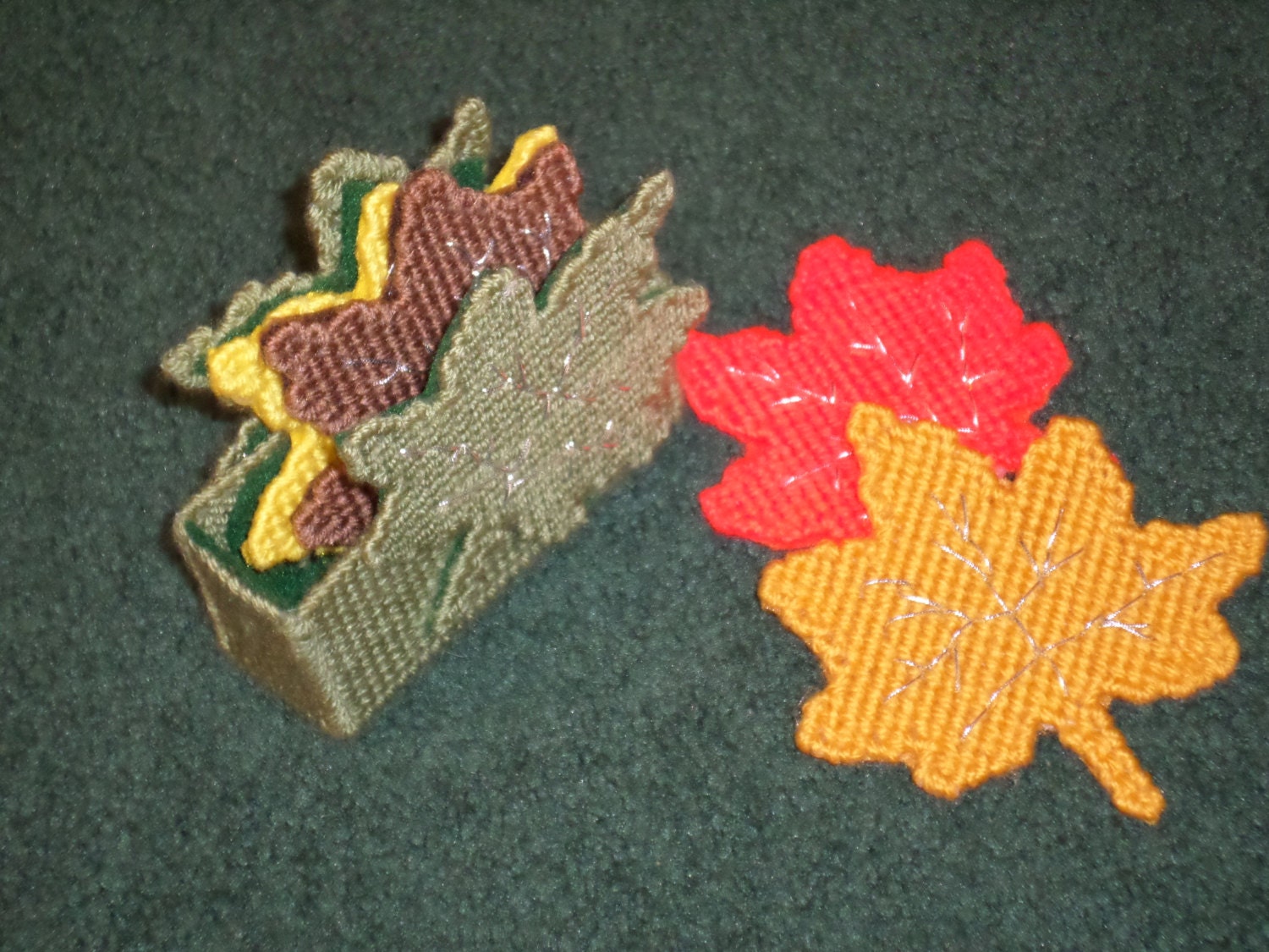 Plastic Canvas Fall Coaster Set Beautiful Leaves Coasters