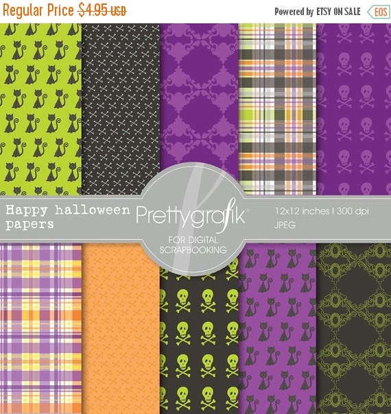 80% OFF SALE Halloween digital papers scrapbook set - PGPSPK553 Il_570xn