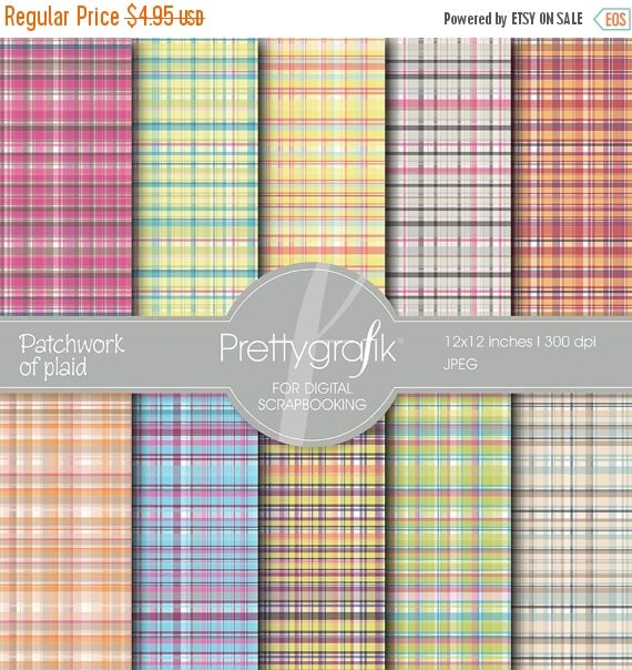 80% OFF SALE plaid digital paper, commercial use, scrapbook papers, background - PS508 Il_570xn