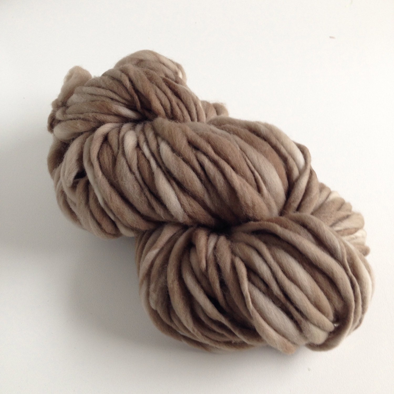 Handspun Thick and Thin Merino Yarn 50 yds Mink