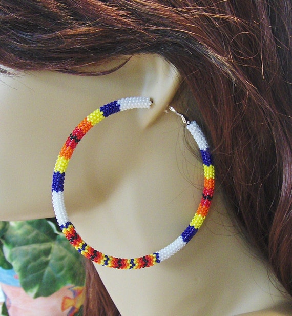 Large Hoop EarringsBeaded Hoop EarringsBoho EarringsSeed