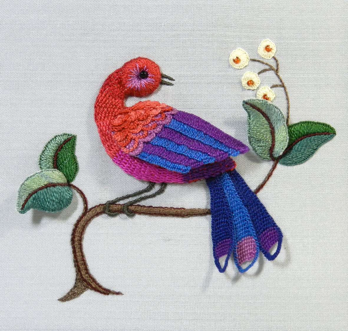 Raised Embroidery Kit BLUE TAILED WHISTLER