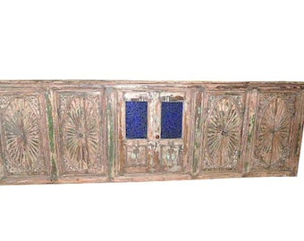 Architectural Antique Carved Terrace Window Doors 18c SUN bLEACHED Mediterranean Boho Shabby Chic Interiors
