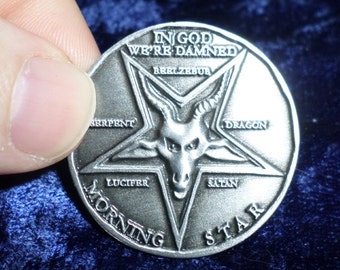 Lucifer Pentecostal Coin in Antique Silver finish Cosplay prop replica - ON SALE!