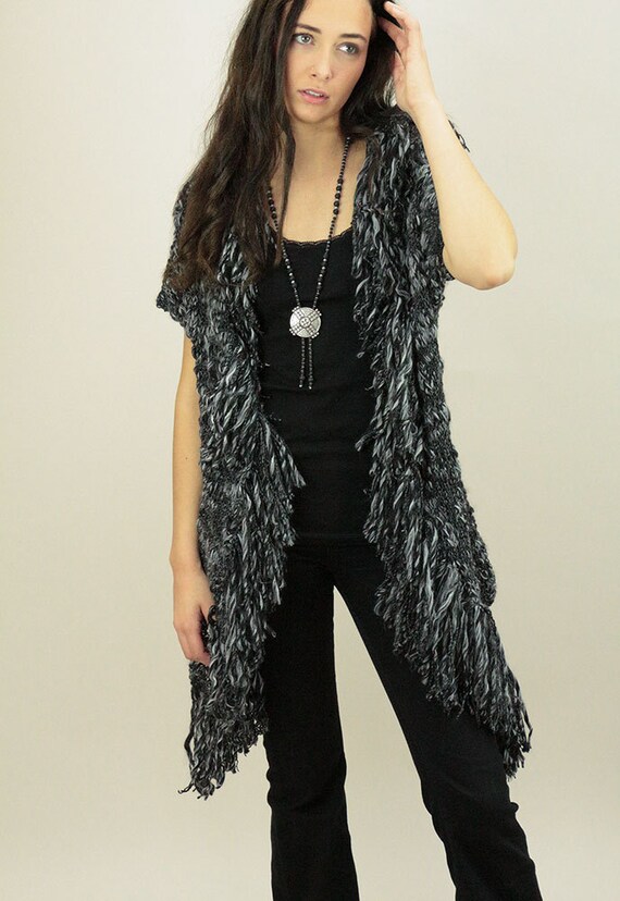 Long boho cardigan hippie cardigan in black with by Bohobynature