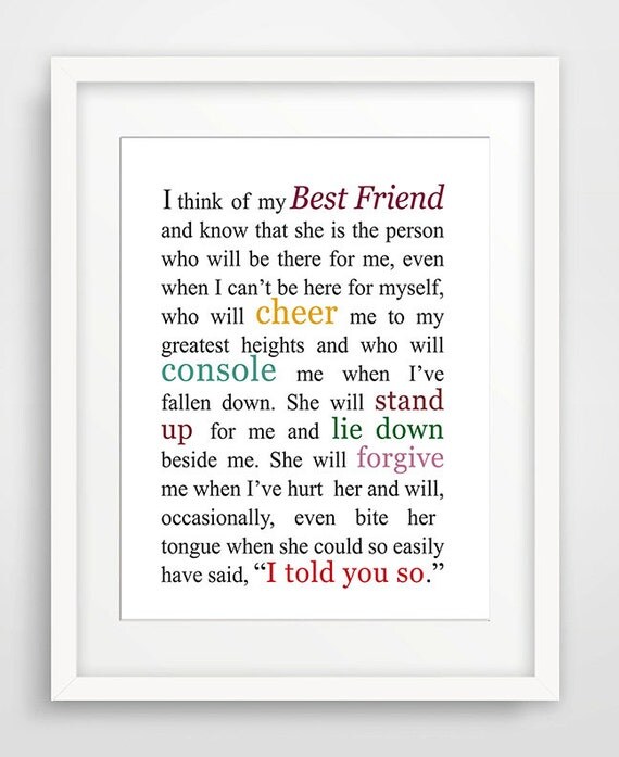 Items similar to Best Friend Quote  Gift for Best Friend 