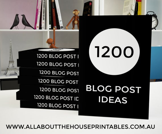 1200 Blog Post Ideas Ebook printable blogging, blog post ideas, blog topic, blog headlines, blog brainstorm, editable worksheet, instant DL