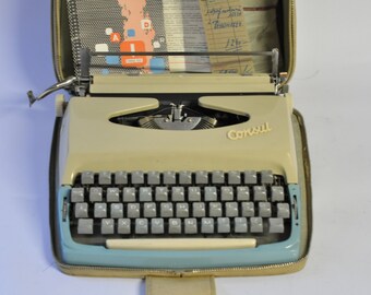 Consul Czechoslovakia Working Typewriter, Portable Typewriter, Vintage Typewriter, Blue Typewriter, Manual Typewriter, Retro Typewriter