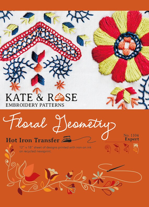 HotIron Transfer Embroidery Pattern Floral Geometry