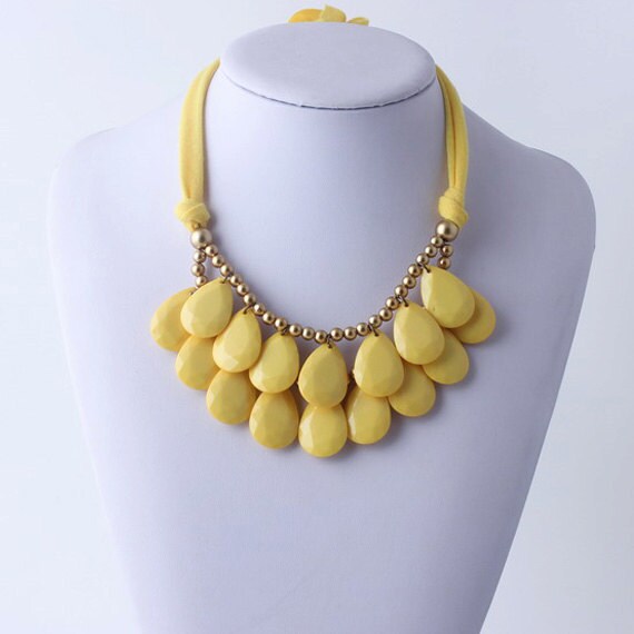 Yellow Necklace Bib Necklace Yellow Statement Necklace
