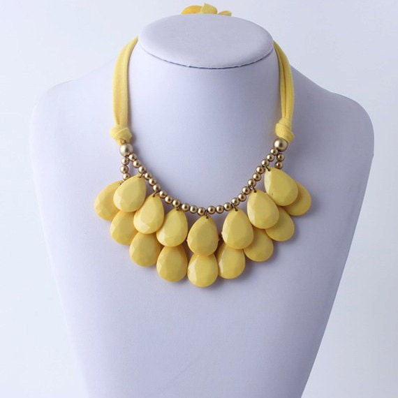 Yellow Necklace Bib Necklace Yellow Statement Necklace 4881