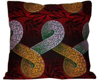 Red Tropical Cushion Cover, Christmas Gift idea, Back to school, Dorm room decor, Afrocentric Pillow, Africaine Coussin, Detola and Geek