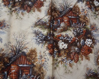 1 Yard X 54" Vintage Upholstery Fabric 1981 Irene By Regency Mills Cabin Garden shabby craft fabric brown treys see description tc1
