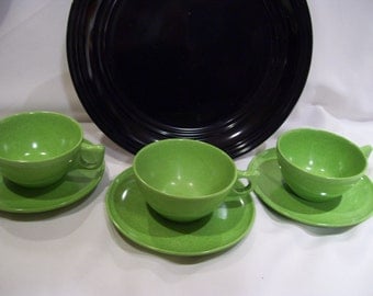 Set of 4 Branchell Melmac Cups and Saucers for Camping Durable