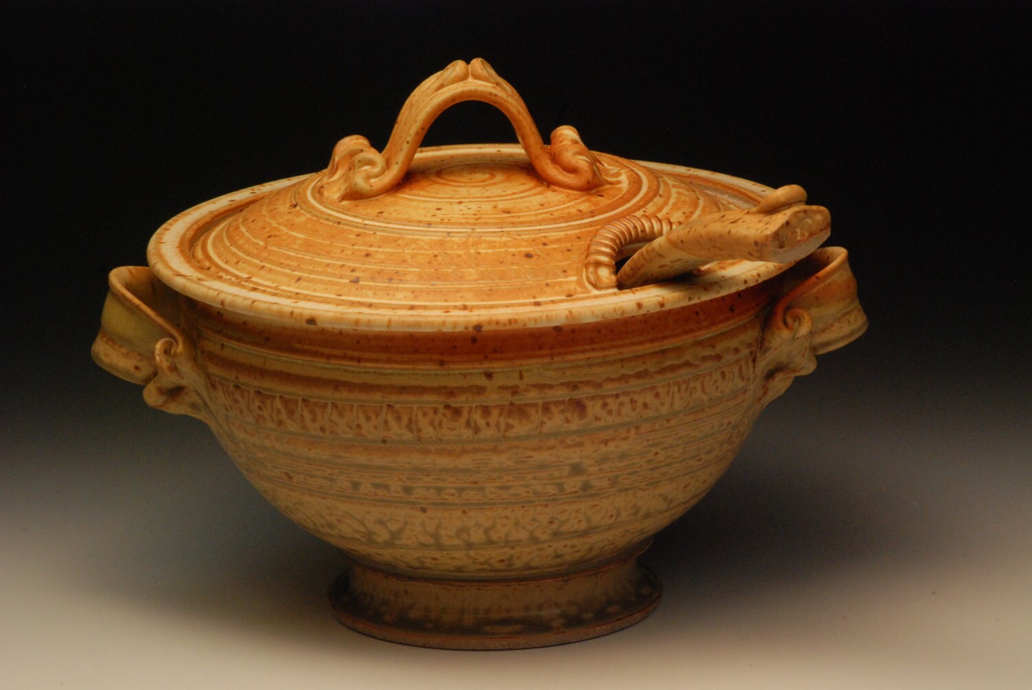 Stoneware Soup Tureen with Ladle. Handmade. Wheel Thrown.